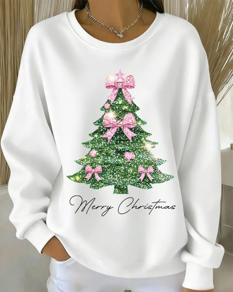 Trisa | Rundhals-Pullover mit Weihnachtsbaum-Druck