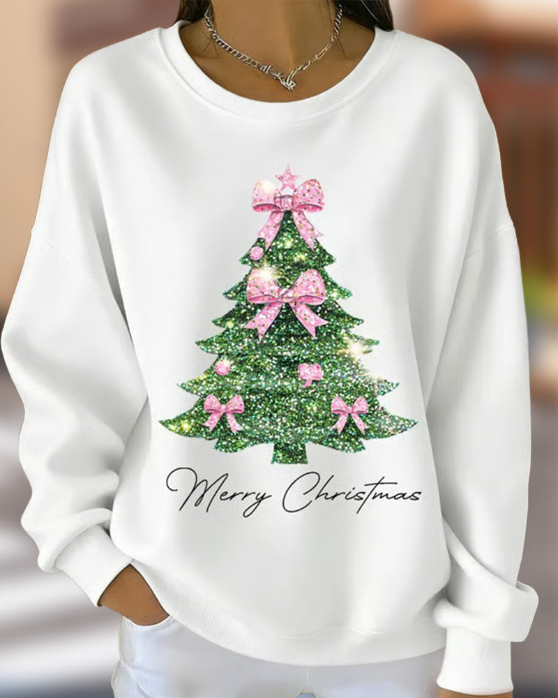 Trisa | Rundhals-Pullover mit Weihnachtsbaum-Druck