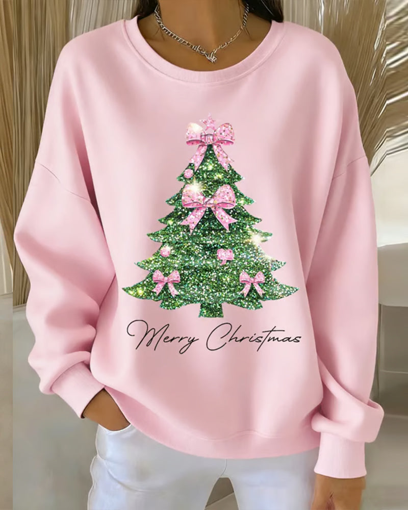 Trisa | Rundhals-Pullover mit Weihnachtsbaum-Druck