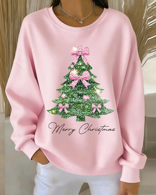 Trisa | Rundhals-Pullover mit Weihnachtsbaum-Druck