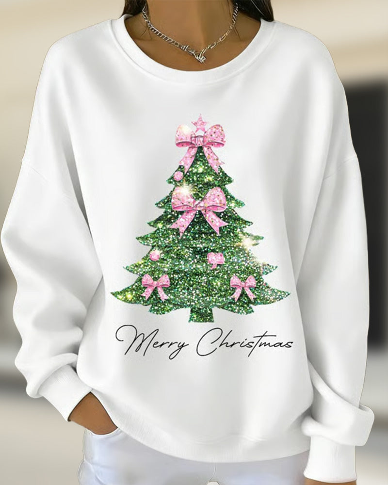 Trisa | Rundhals-Pullover mit Weihnachtsbaum-Druck