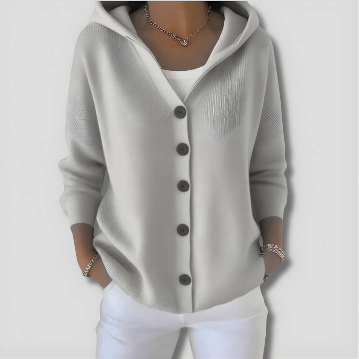 Yvette | Gestrickter Cardigan mit Kapuze