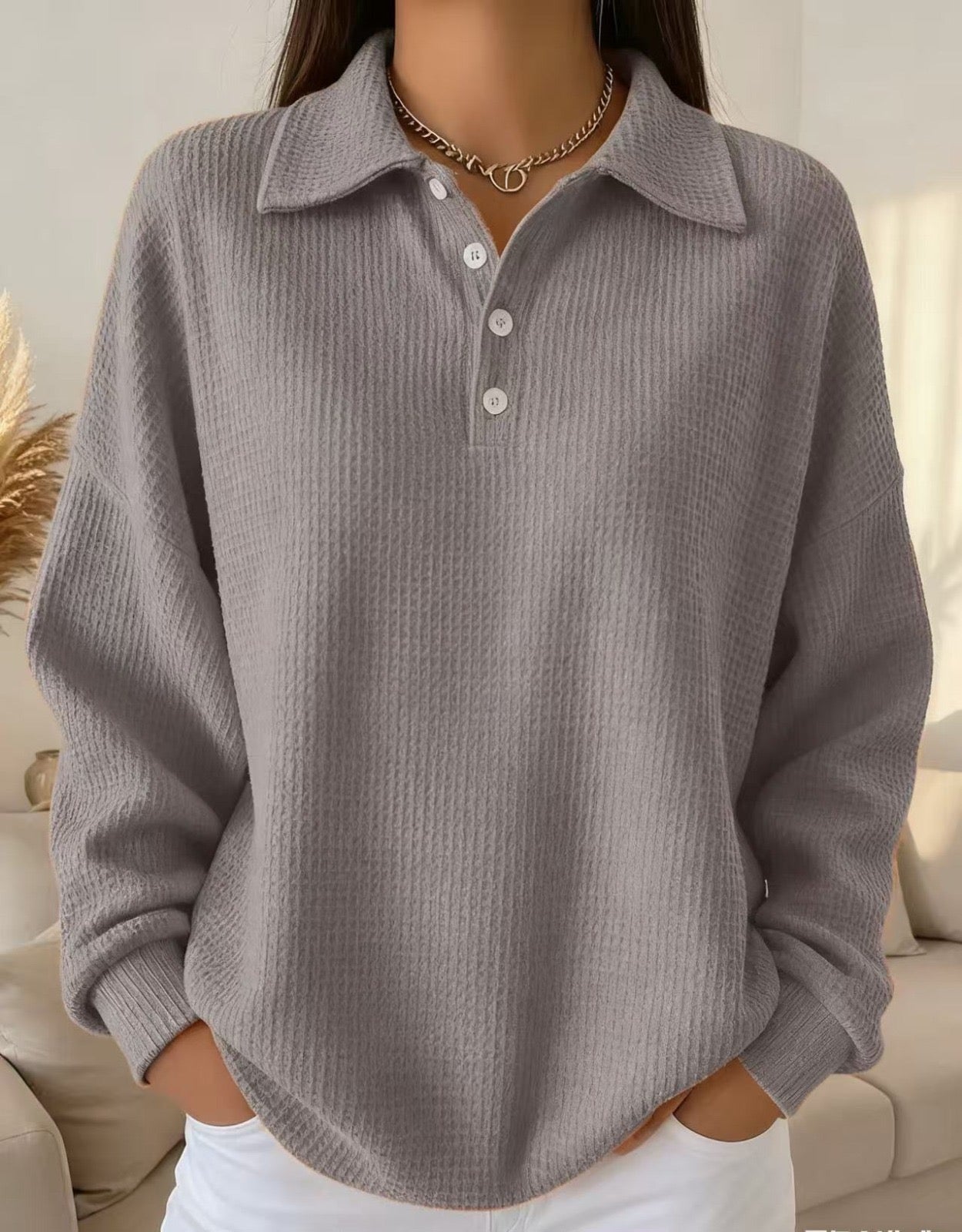 Mylene | Strukturierter Polo-Pullover