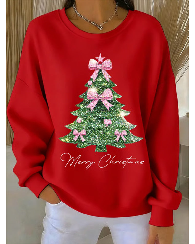 Trisa | Rundhals-Pullover mit Weihnachtsbaum-Druck