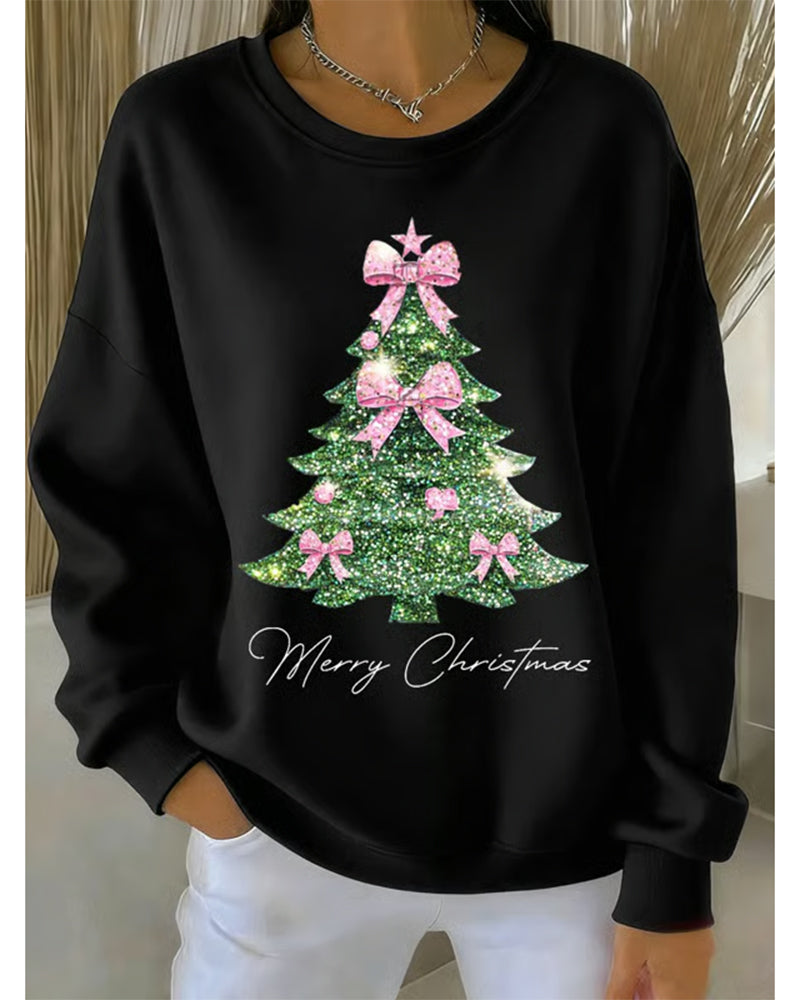 Trisa | Rundhals-Pullover mit Weihnachtsbaum-Druck