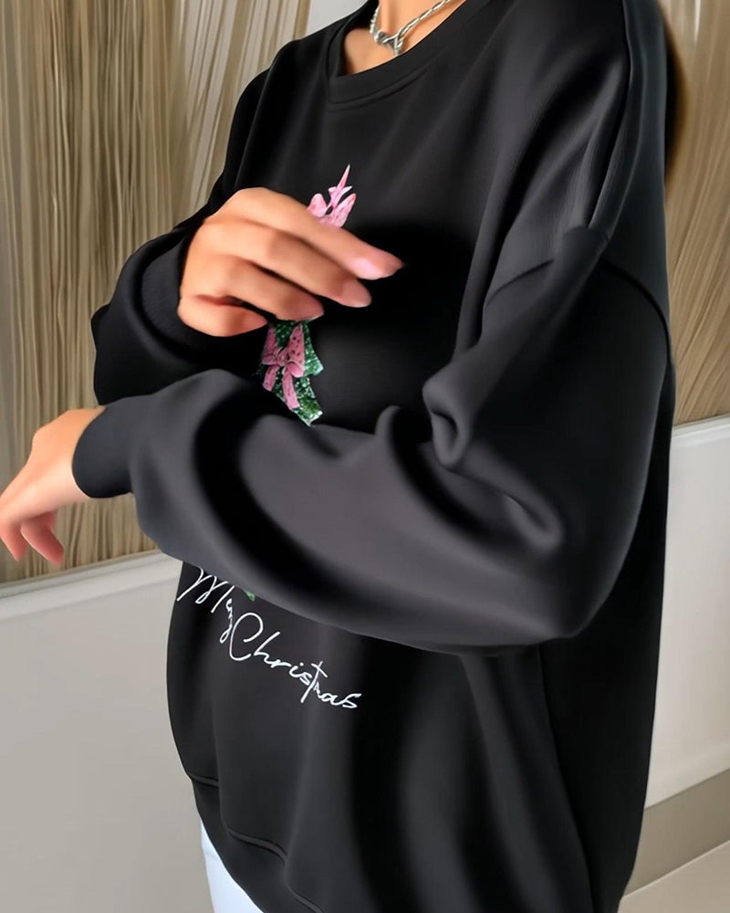 Trisa | Rundhals-Pullover mit Weihnachtsbaum-Druck